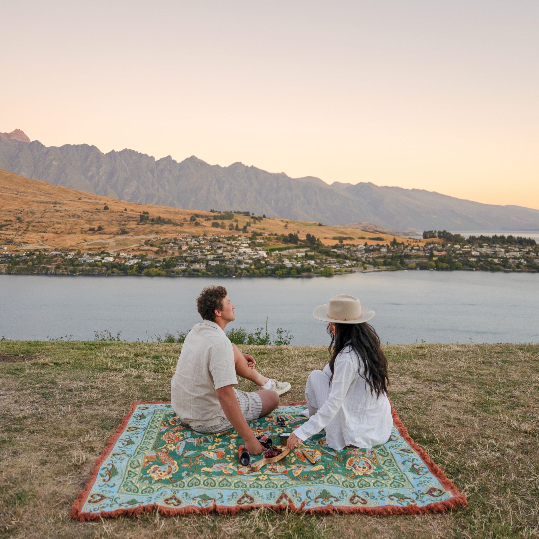 Jade Green Boho Picnic Rug