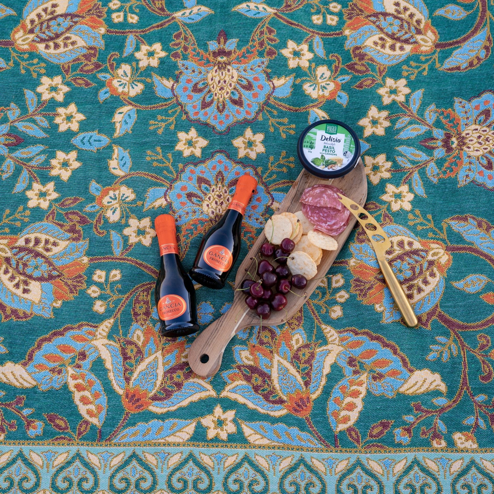 Jade Green Boho Picnic Rug