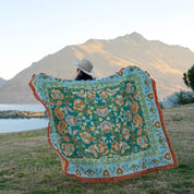 Jade Green Boho Picnic Rug