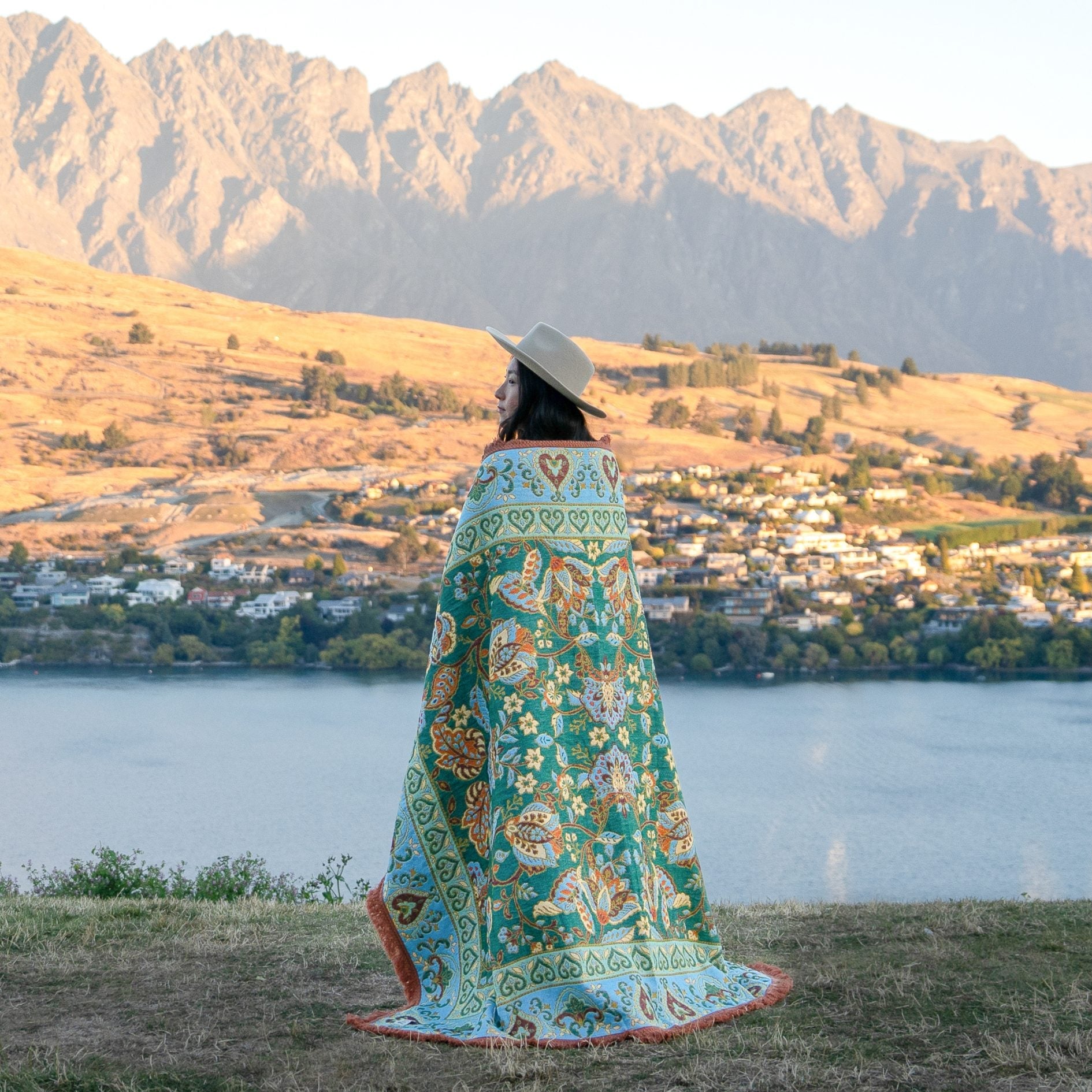 Jade Green Boho Picnic Rug